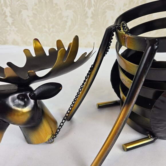 Metal Moose Wine Bottle Holder Steward Butler Free Standing Novelty Gift Humor - Picture 3 of 14